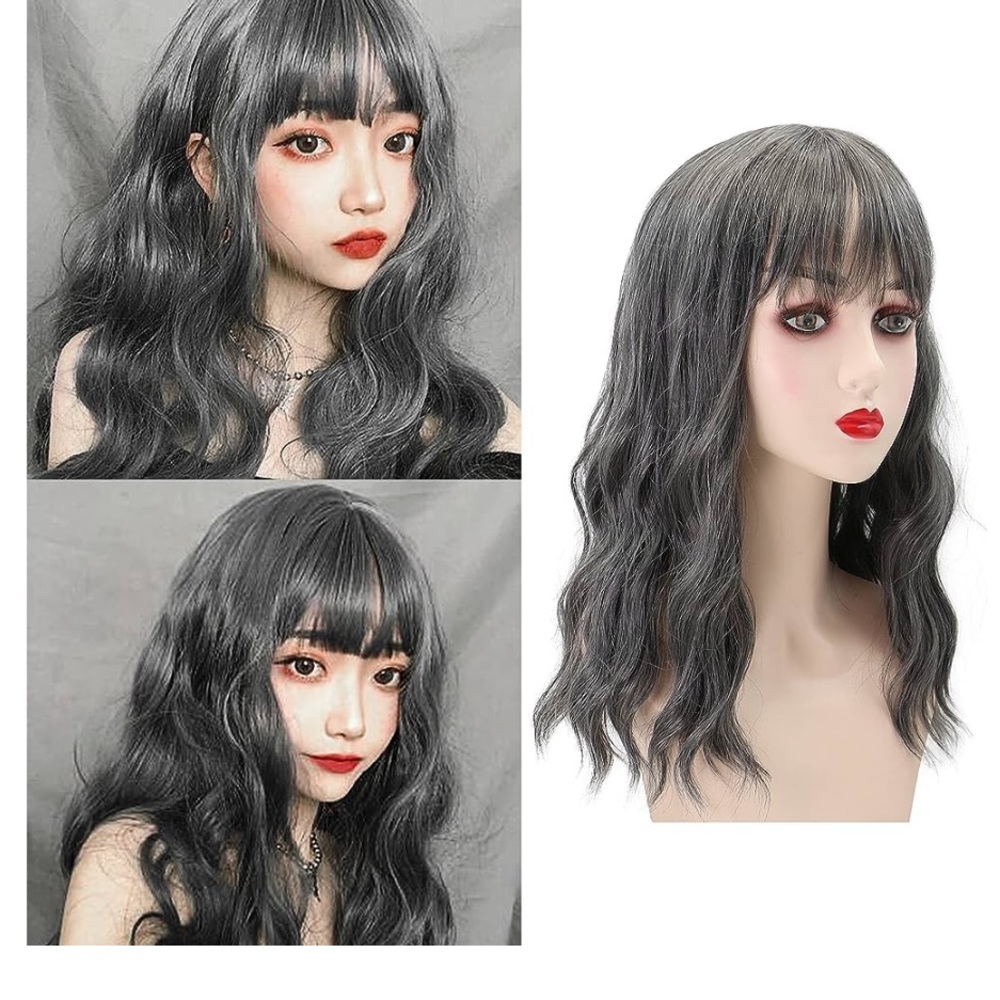 MEIRIYFA Gray Wig with Bangs